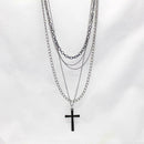 Multi-layer Cross Pendant Necklace Fashion Sweater Choker Statement Jewelry