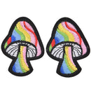 2Pcs Mushroom Retro 70's Hippie Love Peace Embroidered Applique Iron-on Patch FT