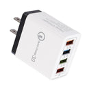 4 USB Travel Wall Charger 3A Fast Charging Charger US Plug Adapter (Black) A