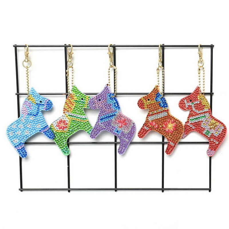 5X Crystal Rhinestone Horse Pendant Car Keyring Bag Keychain Key Ring Chain Gift