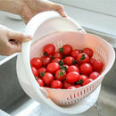 Multi-Functional Drain Basket Plastic Double Layer Vegetable Washing Basket Y7L4