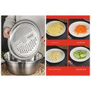 Kitchen Drain Basket Stainless Steel Colander Bowl with Vegetables Grater Round