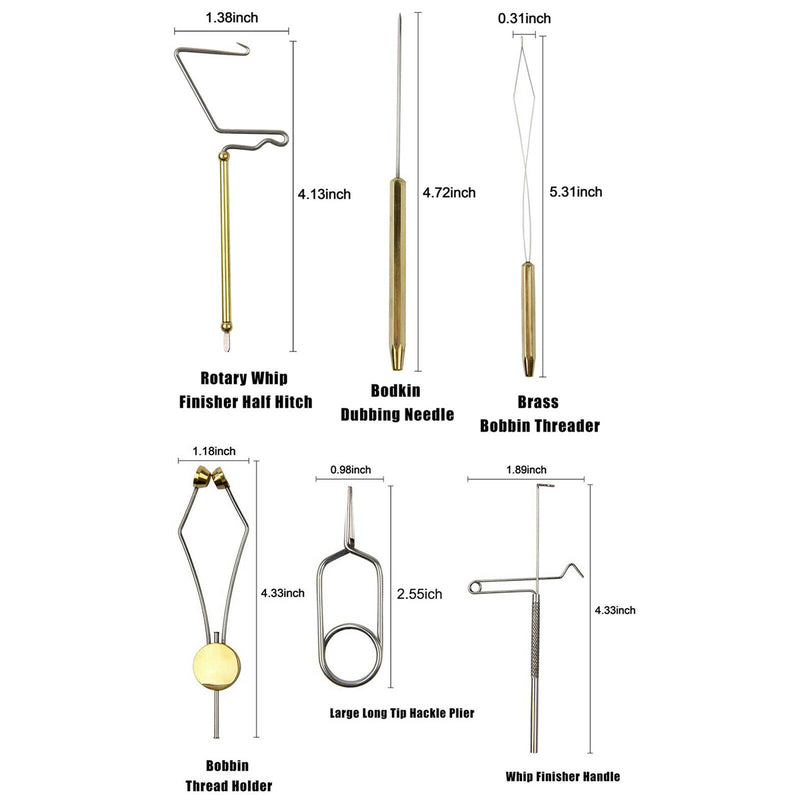 6pcs Fly Tying Tools Vise Fishing Rotary Whip Finisher Half Hitch Bobbin Thread