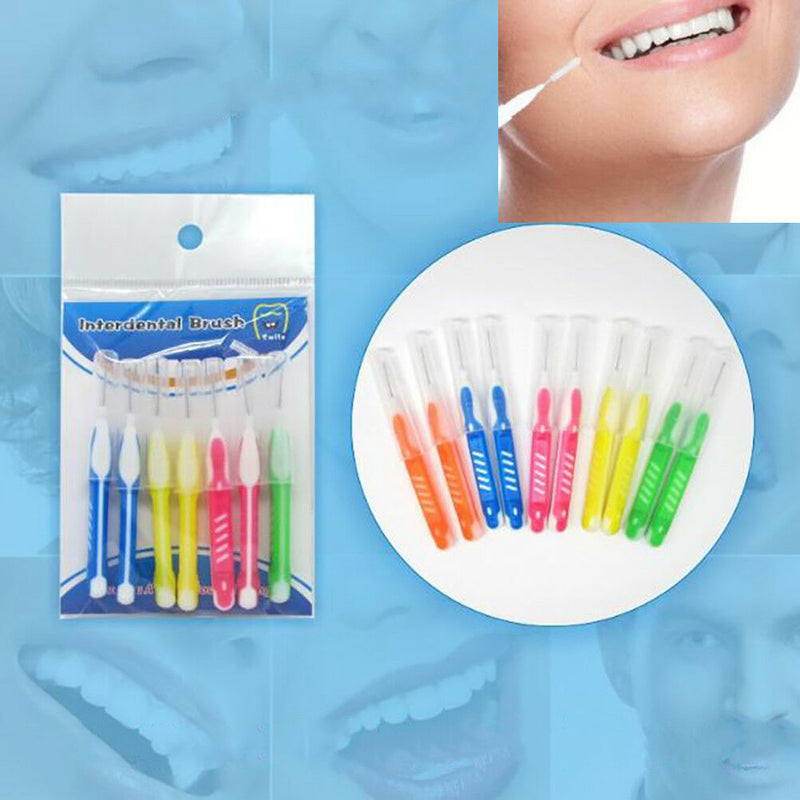 7Pcs Soft clean between interdental floss brushes dental oral care tool HT J Kw