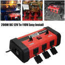 200W DC 12V To 110V Easy Install ABS Transform AC Converter Car Power Inverter