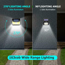 163 LED Solar Motion Sensor Wall Lamp Waterproof Outdoor Safety 3 Sided Lights