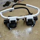 Double Eye Jewelry Watch Repair Magnifier Loupe Glasses With LED Light New