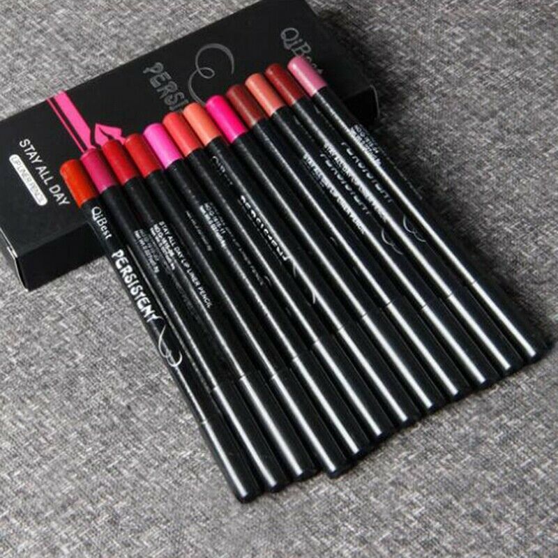 QiBest Black Rod Waterproof 12 Color Lip Liner Pen Lasting Lip Matte Lipsti E8J1