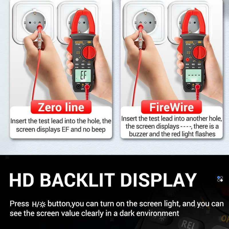 Digital Clamp Meter Handheld Multimeter RMS AC / DC Mini Resistanc Perfect