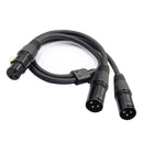 3Pin XLR Female Jack To Dual 2Male Plug Y Splitter Cable Adaptor Audio Cable