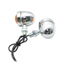 1 Pair Mini Retro Motorcycle Turn Signal Lights Motorbike Blinkers (Chrome) A