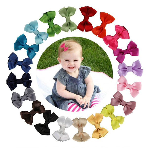 20 PCS Baby Big Hair Bows Boutique Girls Alligator Clip Grosgrain Ribbon LJ