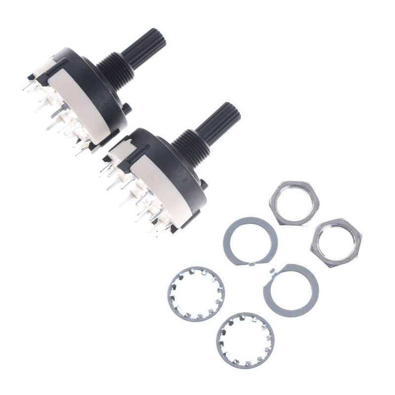 2x 1 Pole 12 Position Panel PCB Wiring Rotary Switch 18 Teeth Shaft Adjustabl Ew