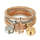 Womens 3Pcs Elastic Bracelets Bangle Hallow Out Tree Pendant Corn Chain Jewelry