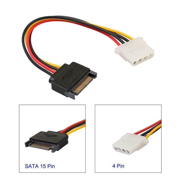 SATA 15pin Male to IDE Big 4pin Hard Disk Drive Power Cord Connector Cable
