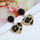 Imitation Heart Geometric Leopard Drop Earrings For Women Statement Trend J