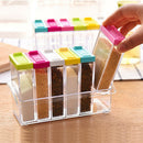 1X(6Pcs/Set Seasoning Box Plastic Condiment Bottles Sugar Salt And Pepper S