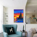 Full Drill Round Diamond Painting Sailboat Cross Stitch Embroidery Mosaic
