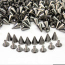 100x 10mm Gun Black Metal Bullet Studs Cone Punk Spikes Spots Rivet Leathercraft