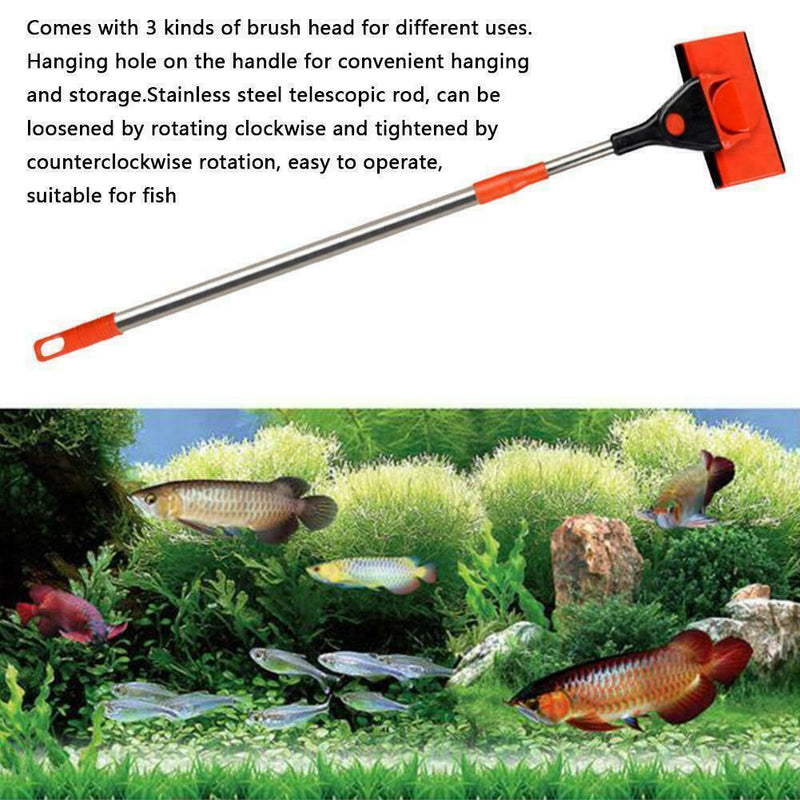 Rotatable Fish Tank Clean Brush Scraper Algae Aquarium Cleaning Rod Long To J7R2