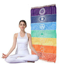 Tassel Rectangle Swimming Bath Spa Beach Towel Yoga Mat Quick Dry Rainbow Print