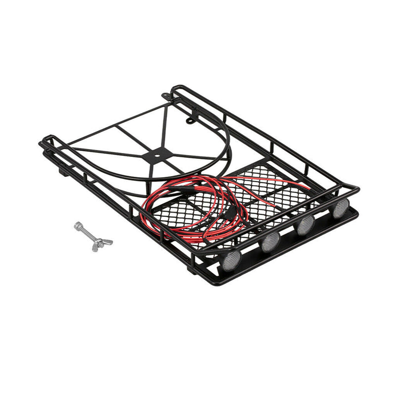 RC 1:10 Roof Luggage Rack with 4 Pieces LED Light Bar for D90 Rc 4wd Axial scx10