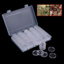 100 Luxury 30mm Clear Round Plastic Coin Capsule Box Holder Storage wish boxFT