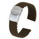 Silicone Rubber Watch Straps Clasp Waterproof 22 mm Coffee