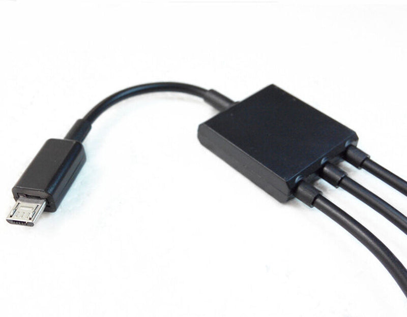 Chic 3in1 Micro USB HUB Male to Female and Double USB 2.0 Host OTG Adapter Cable