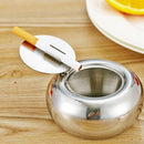 Creative Stainless Steel Drum Shape Lid Ashtray With Cover Car Living Room  P9T7