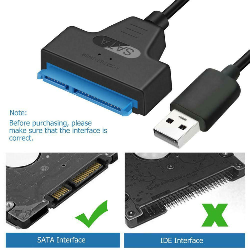USB 2.0 to SATA 22pin Adapter Converter Cable for 2.5in HDD SSD Hard Drives