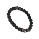 Mens Natural Black Lava Stone Rock Volcanic Round Bead Stretch Elastic Bracelets