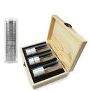 Wooden Storage Box Display Collection Case and3 Pcs Clear Round Coin Tubes  G2V3