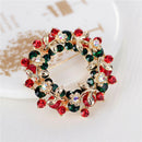 Crystal Jewelry Round Garland Christmas Brooch Pin Party Gifts Santa Claus FT