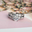 2pcs Zircon Rings Women Romantic Lovers Wedding Engagement Jewelry (US 9) A