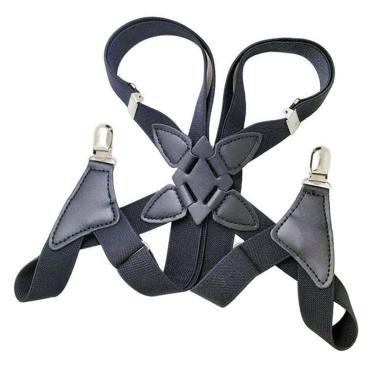 Womens Mens Clip-on Suspenders Elastic X-Back Adjustable Braces Wide Straps