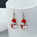 Christmas Ornament Cartoon Cute Snowman Drop Earrings Ear Hook Jewelry Gift