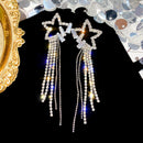 Zircon Five-Pointed Star Earrings Long Temperament Fringed Crystal Earrings
