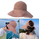 Women Fashion Summer Round Foldablet Sunscreen Ultraviolet Beach Straw Hat