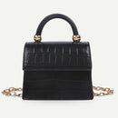 Women Mini Shoulder Bag Alligator PU Tote Chain Crossbody Pouch (Black)