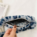 Animal Pattern Underarm Bag Women Mini Plush Shoulder Handbags Purse (12)