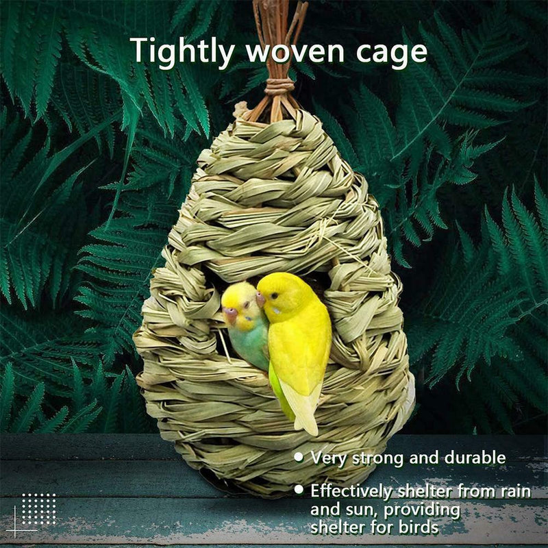 Hanging Bird House Natural Fiber Finch Bird Nest Hut Outdoor Cage