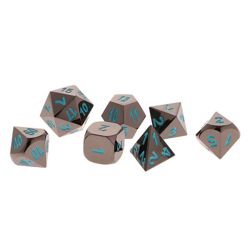 Set D4 D6 D8 D10 D12 D20 Dice Polyhedral for TRPG DND Role Playing 7Pcs Blue