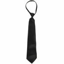Men Solid Black Polyester Zip Up Necktie Smooth Zipper Tie