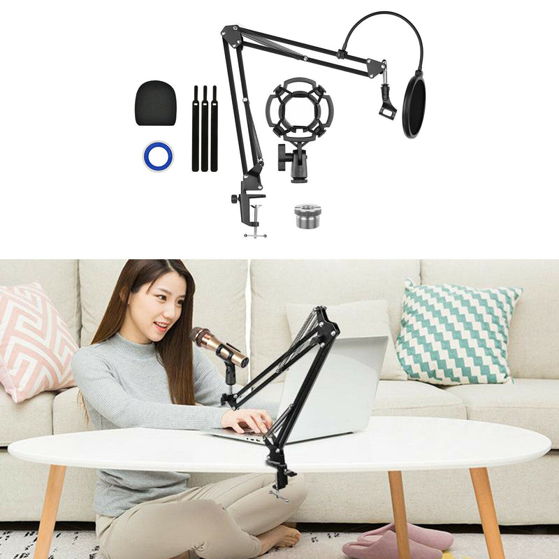 Microphone Scissor Boom Arm Stand 3/8" to 5/8" Adapter Kit Singing Recording