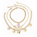 Bohemian Multilayer Butterfly Alloy Anklets Women Foot Chain Bracelet JewelSEAU