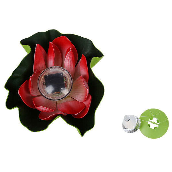 Solar Multi-Color LED Light Lamp Lotus Flower Floating Pool Garden Court La