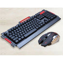 1X(Wireless Gaming Keyboard Mouse Combo Set Metal Panel Game Gamer 2.4Ghz 2