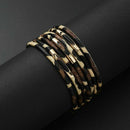 Leopard Multilayer Bracelet Jewelry Leather Magnet Wrap Cuff Acrylic Earrings
