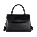Women Leather Pure Shoulder Handbags Flap Crossbody Messenger Bags (Black)